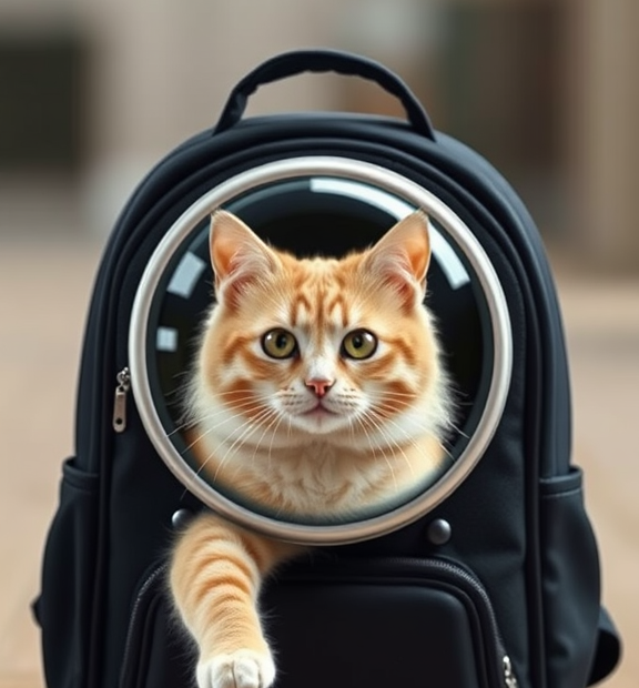 Back Expandable Cat Backpack Carrier, Fit up to 12 lbs, Space Capsule Bubble Window Pet Carrie