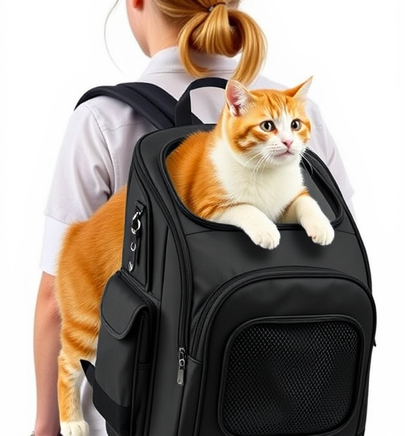 Back Expandable Cat Carrier Backpack, Backpack for Cats Kitten Small Puppy, Airline Approved C