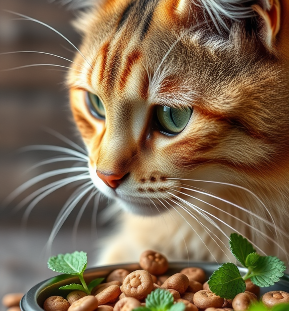 Best Hairball Control Cat Food: Grass or mint garnishes cats can nibble