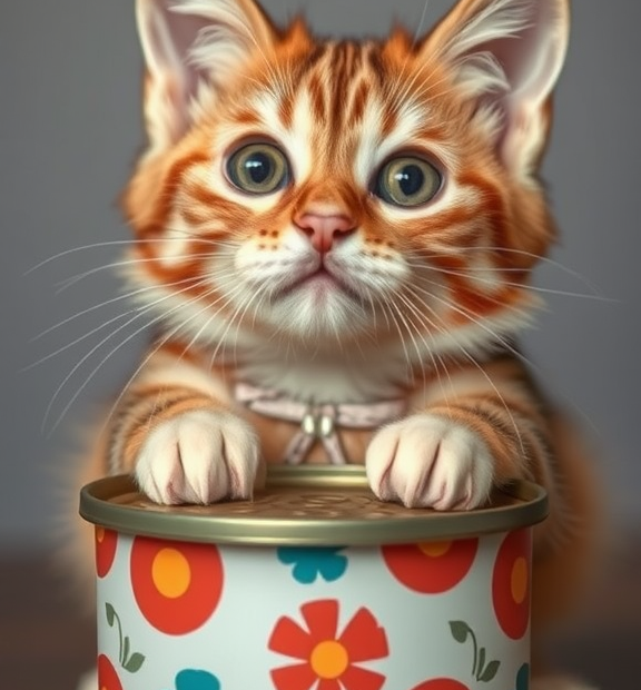 Cat Food Can Crafts: Color-patterned lids that attract picky kitties