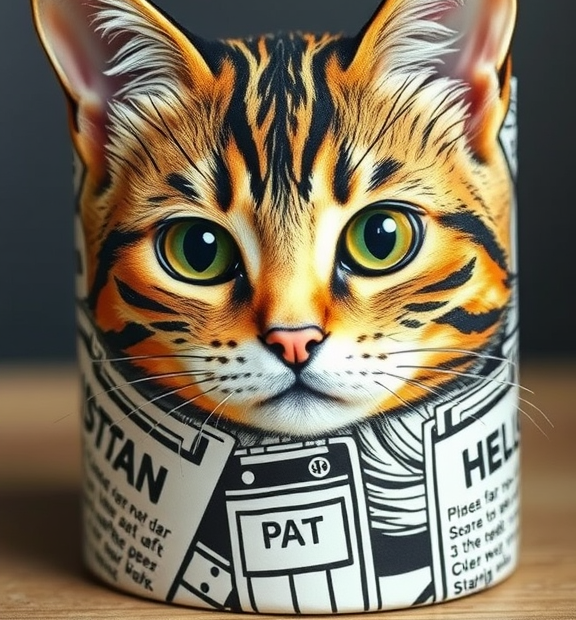 Cat Food Can Crafts: Comic-strip tin wraps to lighten “grumpy” moods