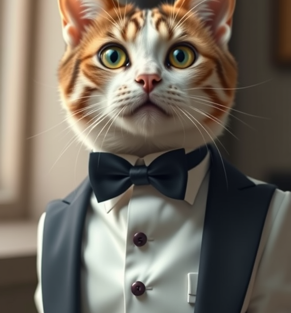 cat wearing a tuxedo