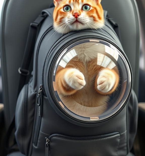 Fat Cat Backpack Carrier - Airline Approved Cat Carrier with Space Capsule Bubble for for Smal