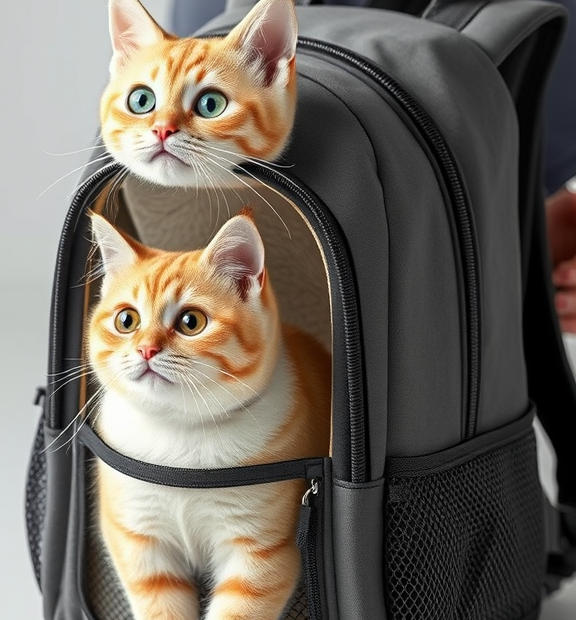 Pecute Cat Carrier Backpacks, Expandable Cat Backpack with Breathable Mesh, Pet Carrier Backpa
