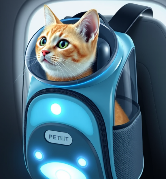 PETKIT Cat Backpack Carrier with Inbuilt Fan & Light, Airline-Approved Pet Backpack Bubble for