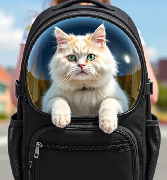 Texsens Innovative Traveler Bubble Backpack Pet Carriers for Cats and Dogs (Black)