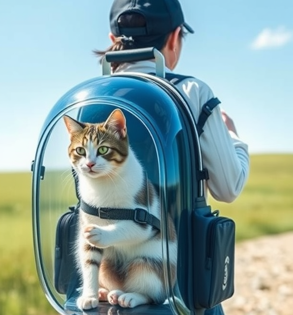XZKING Cat Backpack Carrier Bubble Bag, Transparent Space Capsule Pet Carrier Dog Hiking Backp