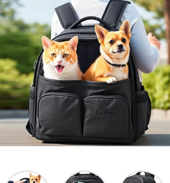 2-in-1 Extra Large Double Pet Carrier Backpack for Small Cats and Dogs, Portable Pet Travel Ca