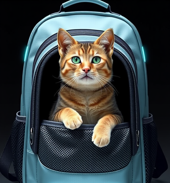 Cat Backpack Carrier, Breathable Cat Carrier Large Space UP 15 lb, Large Reflective Pet Carrie