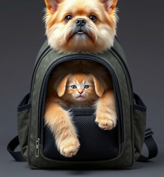 Cat Carrier Puffy Backpack Breathable Small Dog Front Backpack Large Space for Small Dogs, Dra