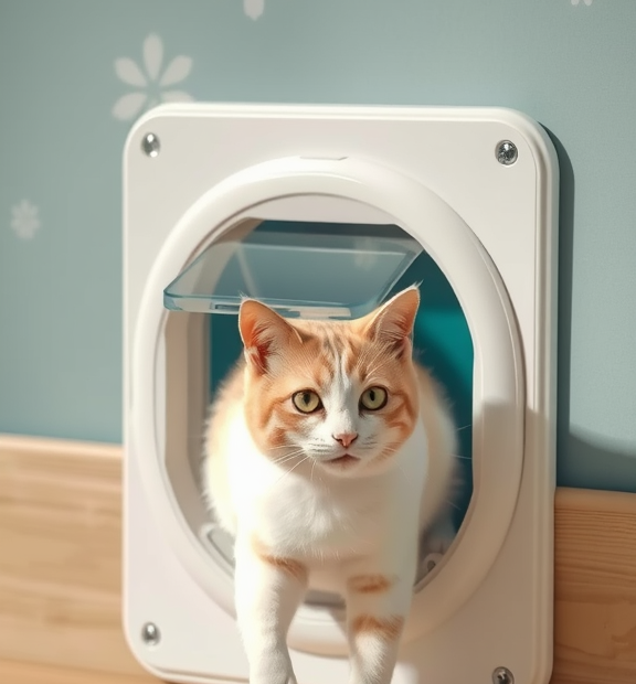 Cat Eat Automatic Cat Door Comfortably: Combining Flap-Lift Nostalgia + Tech