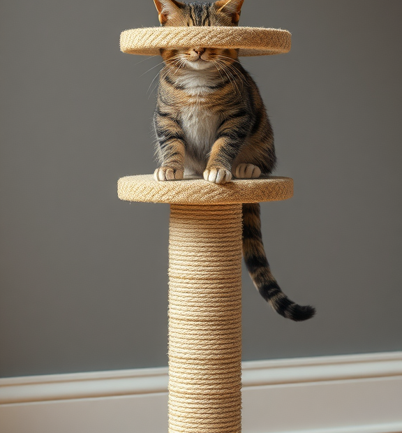 cat scratching post with perch