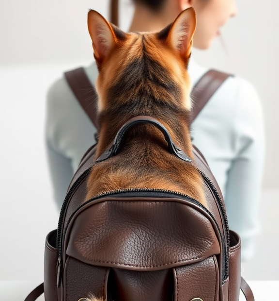 Faux Leather Cat Backpack Carrier,Cat Carrying Backpack for Small Cats and Dogs,Combines Light