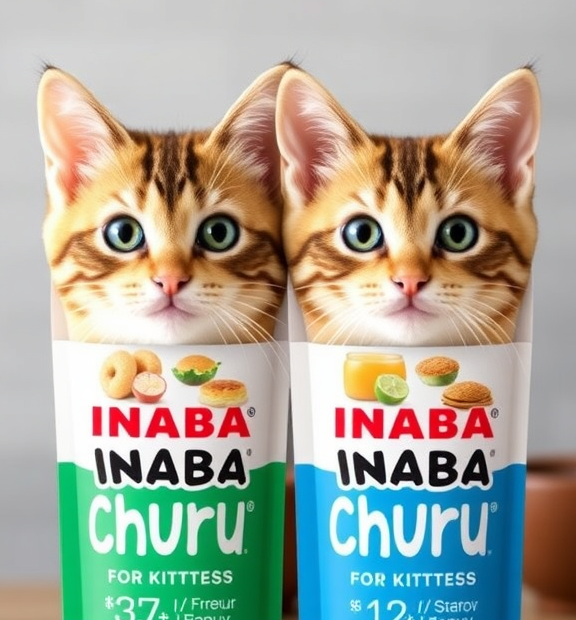 INABA Churu for Kittens, 24 Tubes 2-Flavor Variety Pack – Grain-Free Creamy Lickable Purée