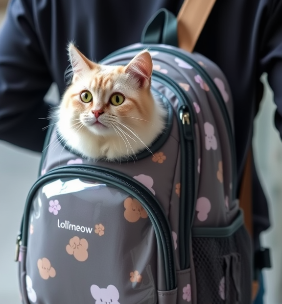 Lollimeow Cat Carrier Backpack, Bubble Expandable Backpack Carrier, Pets and Small Dogs,Airlin