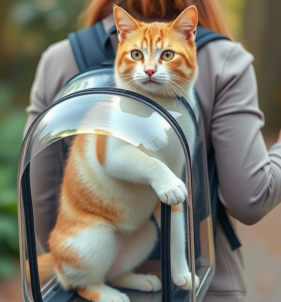 MiMu Bubble Backpack Cat Carrier Bag - Large 13lb Cap Clear Pet Travel Carrier Cat Hiking Back