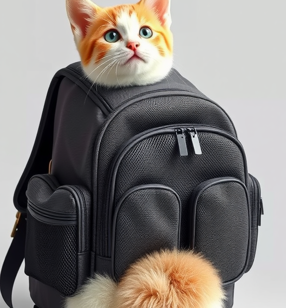 Pecute Cat Backpack with Breathable Mesh, Dog Backpack Carrier with Multi-Pockets, Cat Carrier