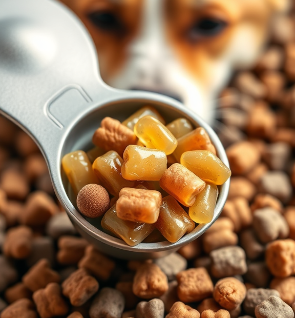 Probiotics for Dogs & Cats – Vet Created Cat & Dog Probiotic Supplement Scoop Over Dry Kibble