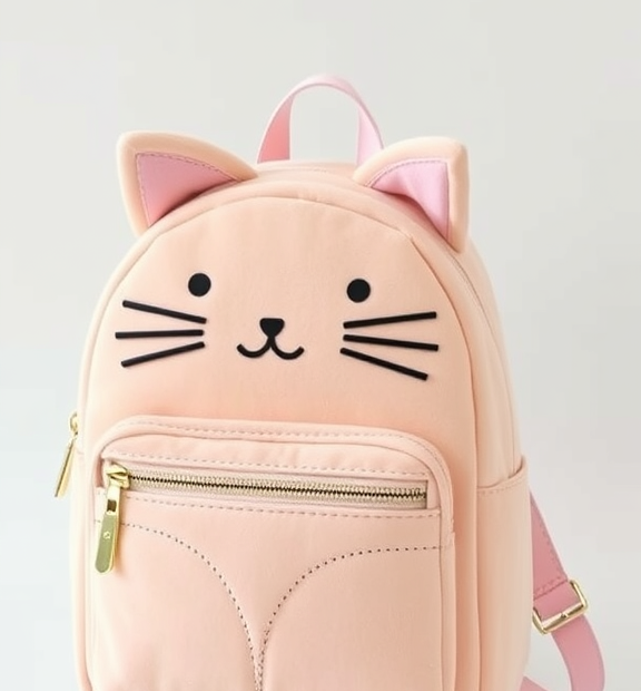 Teen Girls Cute Cat Mini Backpack Velvet Daypack Portable Shoulder Bag