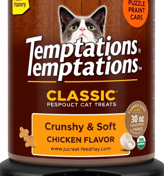 Temptations Classic Crunchy & Soft Cat Treats, Chicken Flavor 30oz Tub: Puzzle Feeder Slow-Eat