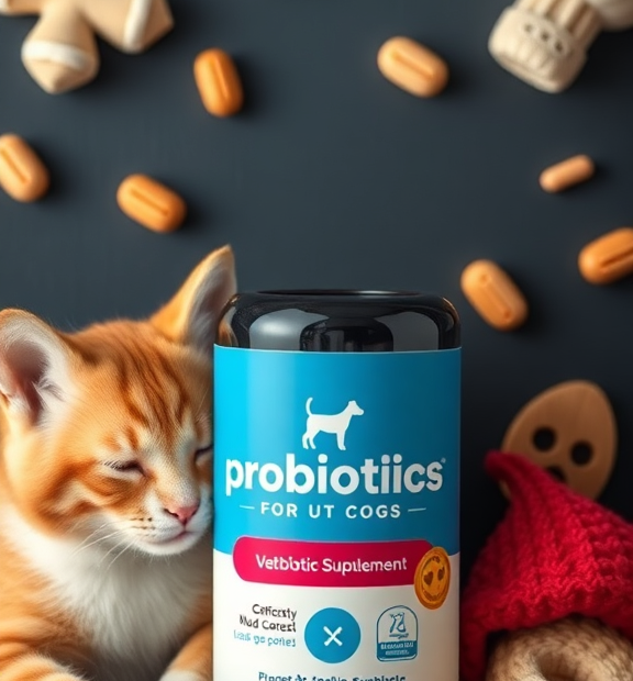 where to buy Probiotics for Dogs & Cats – Vet Created Cat & Dog Probiotic Supplement Studio Bottle Flatlay