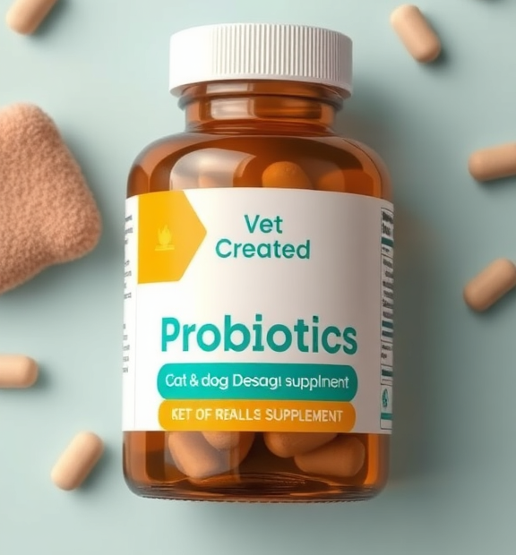 where to buy Probiotics for Dogs & Cats – Vet Created Cat & Dog Probiotic Supplement Studio Bottle Flatlay