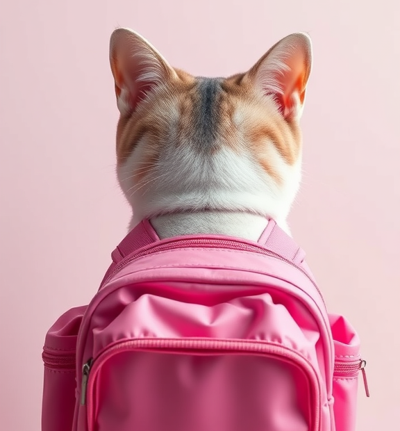 cat backpack pink