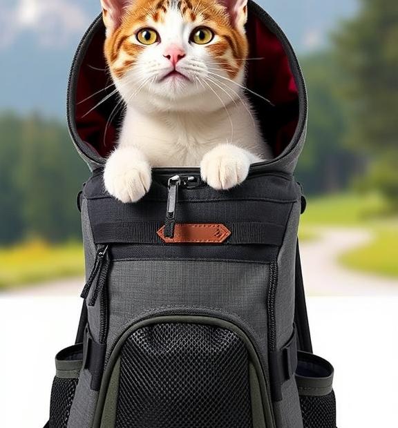 Cat Carrier Backpack Head Out, Small Pet Dog Front Carrier for Hiking Travel, Adjustable Cat C