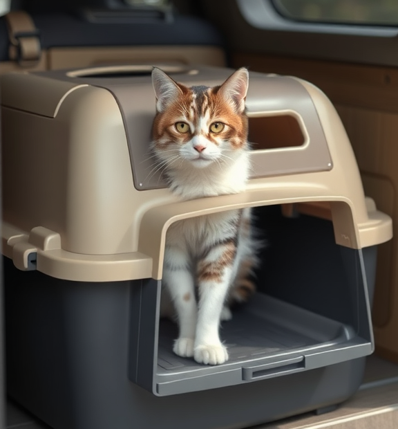 cat travel box with litter tray