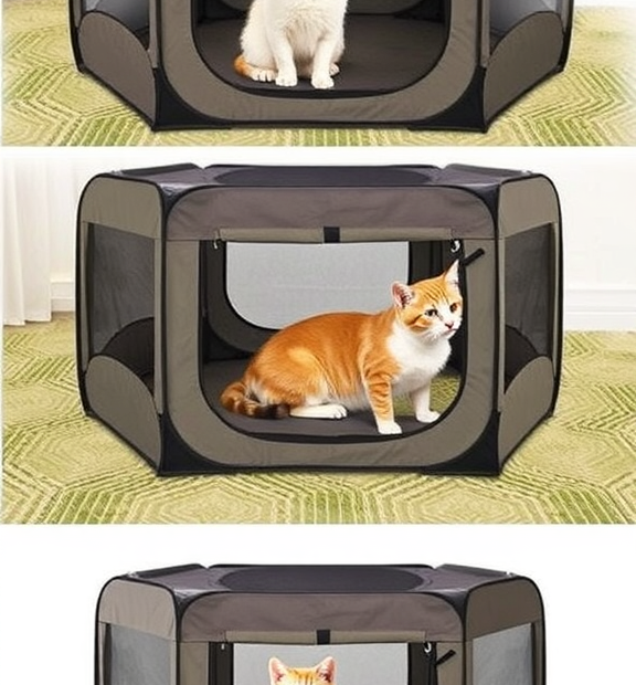 Foldable Pet Kitten Playpen, Upgrade Waterproof Portable Cat Dog Playpen Kennel Tent for Small