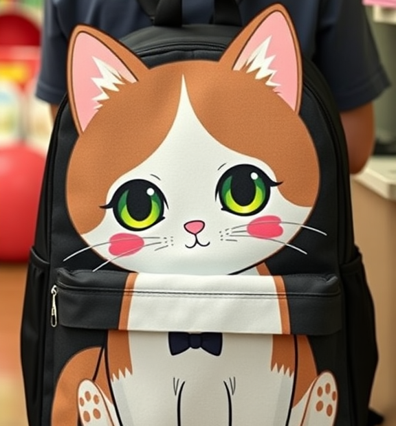 GK-O Cute Anime Cat Canvas Backpack Shoulder Bag Laptop Bag