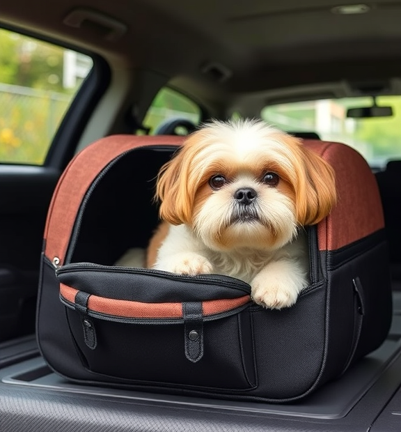 Large Cat Carry Bag, Soft Shell Shih-Tzu Pet Transport Crate, 18x12x12 Top Opening Maltese-Dog