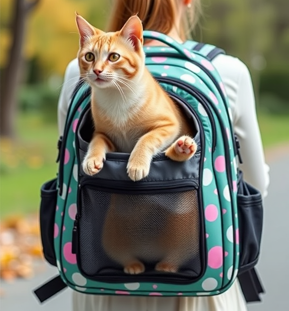 Lollimeow Cat Carrier Backpack, Bubble Expandable Backpack Carrier, Pets and Small Dogs,Airlin