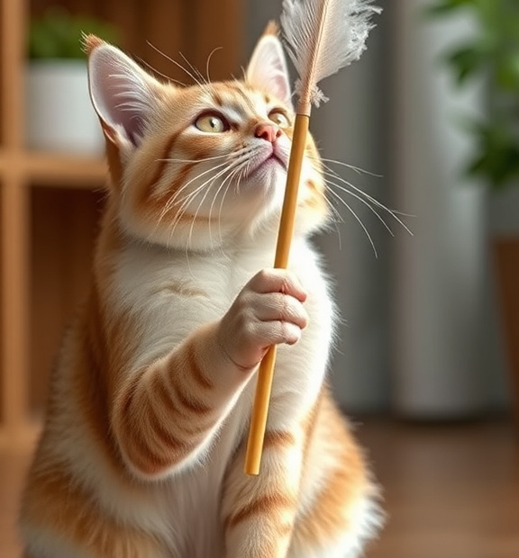 MeoHui Interactive Cat Toy Wand with Feather Refills for Indoor Cats