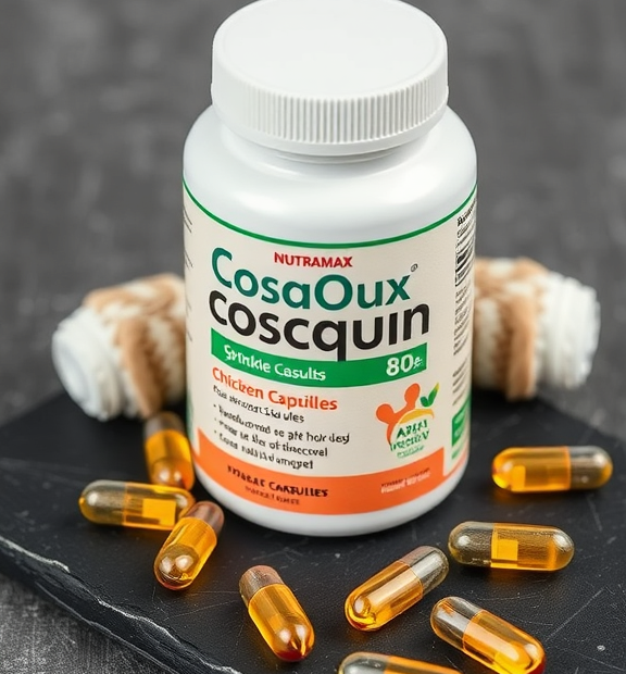 Nutramax Cosequin 80 Sprinkle Capsules for Cats – Chicken Capsules on Slate with Cat Whiskers