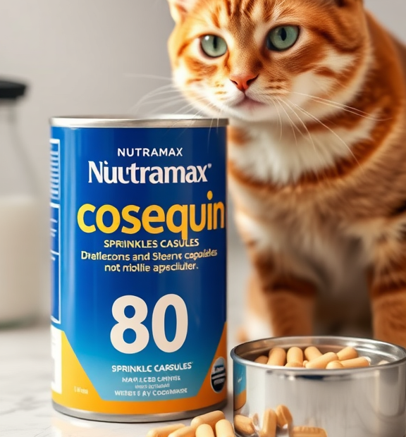 Nutramax Cosequin 80 Sprinkle Capsules for Cats – Countertop Capsules & Cat Food Can Display