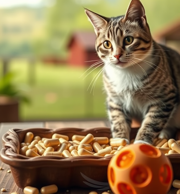 Nutramax Cosequin 80 Sprinkle Capsules for Cats – Rustic Farm Tray of 80 Capsules & Cat Toy