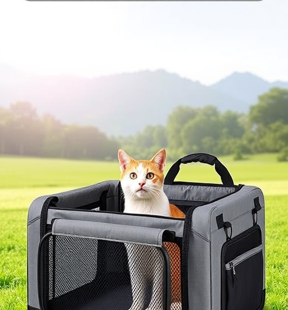 PawHut 39" Portable Soft-Sided Cat Carrier, Cat Kennel, Travel Dog Crate with Divider, Two Com
