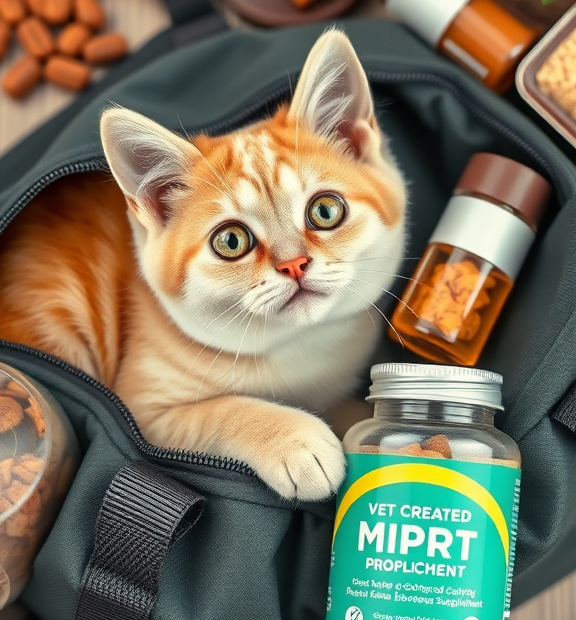 Probiotics for Dogs & Cats – Vet Created Cat Probiotic Supplement Travel-Ready Pet Bag Flatlay