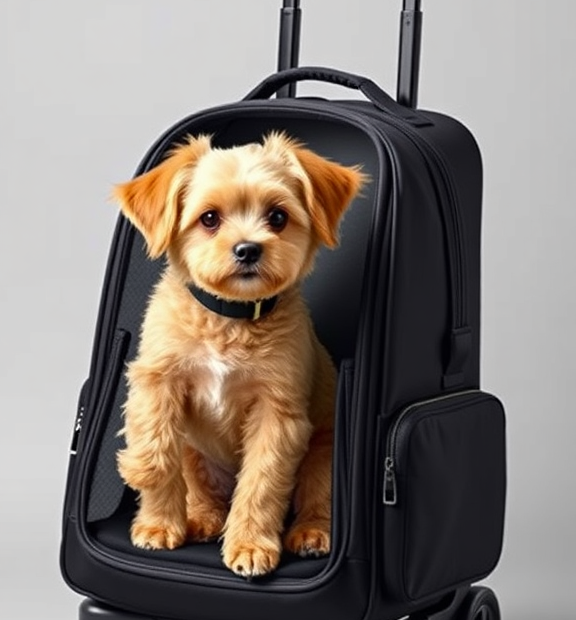 Rolling Pet Carrier Backpack with Wheels - Soft Sided Wheeled Dog Cat Carriers Bag for Under 6