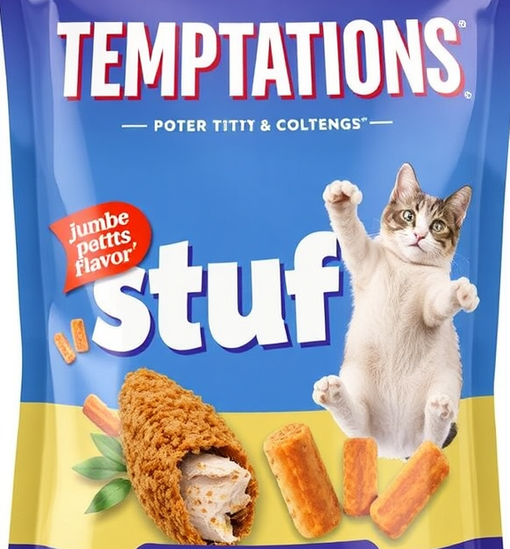 TEMPTATIONS Jumbo Stuff Crunchy & Soft Cat Treats, Chicken Flavor, 14 oz