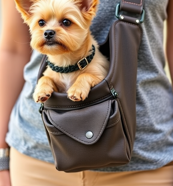 Tomkas Small Dog Sling Carrier - Classic Pocket & Classic Strap - for 3-10 lbs Pets