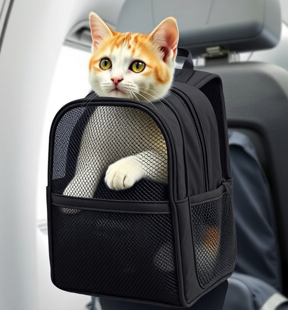 Top tasta Cat Backpack Carrier, Airline Approved, Ventilated Design, Breathable Mesh for Small