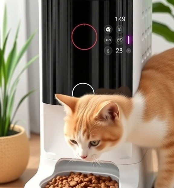 VOLUAS Easy Automatic Cat & Dog Feeder – 4L Dispenser 1‑4 Meals, Voice Call & USB/Battery Power