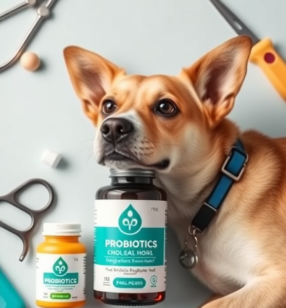 where to buy Probiotics for Dogs & Cats – Vet Created Cat & Dog Probiotic Supplement Flatlay with Vet Tools