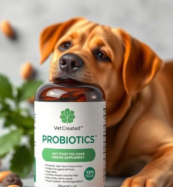 where to buy Probiotics for Dogs & Cats – Vet Created Cat & Dog Probiotic Supplement Studio Bottle Flatlay