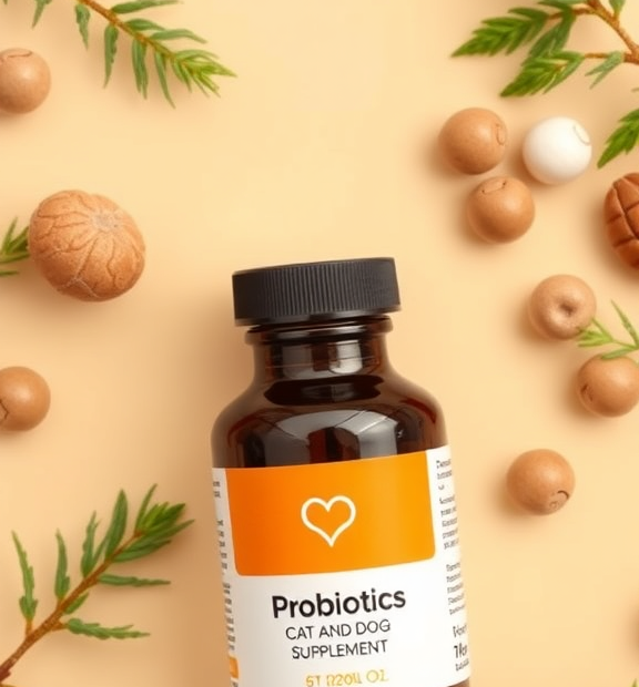where to buy Probiotics for Dogs & Cats – Vet Created Cat & Dog Probiotic Supplement Studio Bottle Flatlay