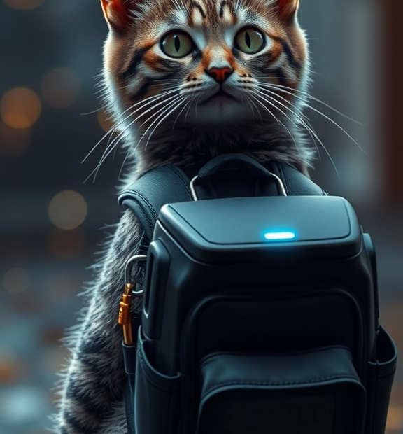 AI video cat backpack