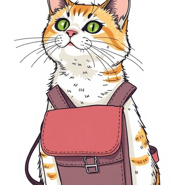 cat backpack doodle