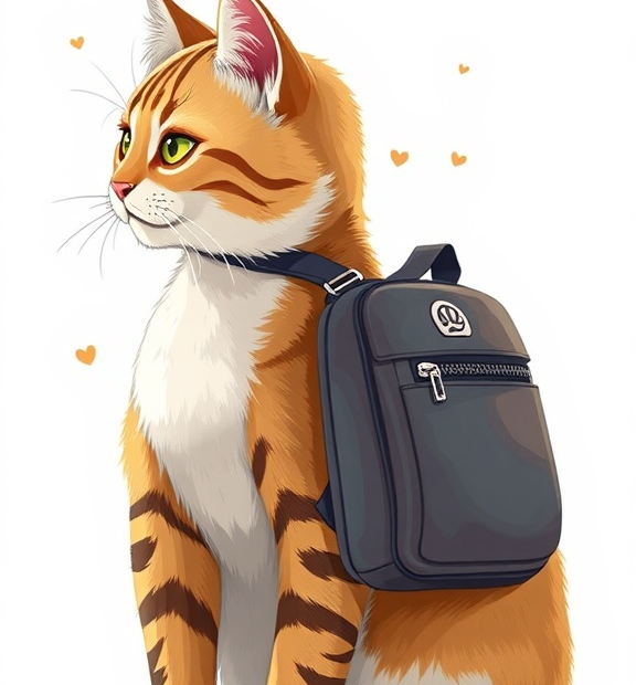 cat backpack illustration
